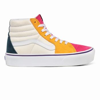 Vans Mini Cord Sk8-Hi Platform 2.0 - Naisten Korkeavartiset tennarit - Monivärinen/Valkoinen